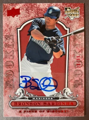 Bronson Sardinha Autographed 2008 Upper Deck a Piece of History #141   SN 18/99 - Image 1 of 3