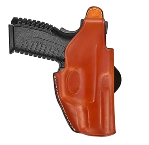Leather Paddle Holster Fits Glock 17 19 21 23 26 27 29 30 42 43 43x, Thumb Break - Picture 1 of 9