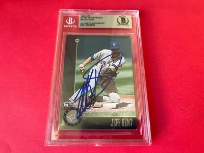 Jeff Kent 1996 Leaf Silver Press Proofs Card Signed Auto Beckett BAS COA - Image 1 of 2