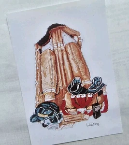 Vintage Art Ventures Waiting Firefighter Series Cross Stitch Pattern Chart - Picture 1 of 4