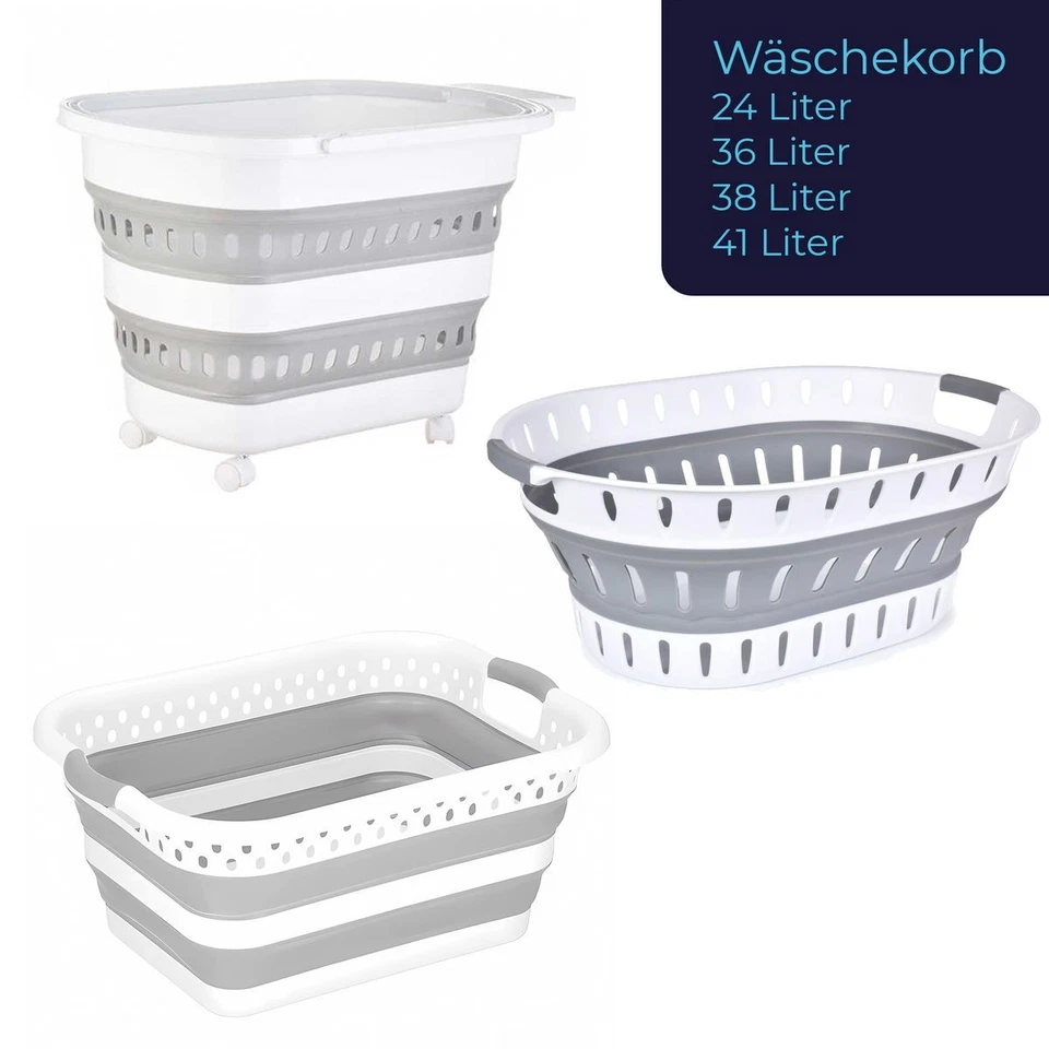 Wäschekorb Faltbar Wäschesammler Wäschebox Wäschetonne Aufbewahrungskorb Grau - Bild 1 von 1