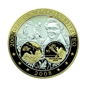 Deutschland 10 Euro Münze 2008 Silber Maler Carl Spitzweg 36mm 03892 - Bild 1 von 3