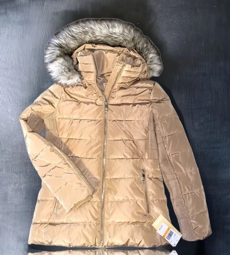 Giacca cappotto imbottito Michael Kors CAMEL nuovo con etichette $170 taglia SMALL
