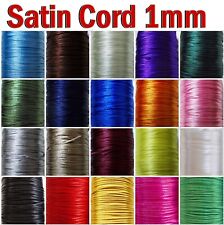 1mm Satin Rattail Cord, Silky Thread for Jewellery Macrame Kumihimo Shamballa