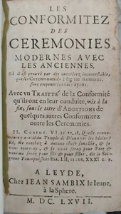 MUSSARD Las Conformidades De Las Ceremonias Modernas Con Las Antiguas 1667 AP - Imagen 1 de 6