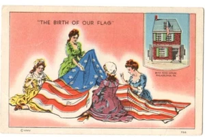 1944 The Birth of Our Flag Betsy Ross House Philadelphia PA Postcard WWII Sailor - Picture 1 of 2