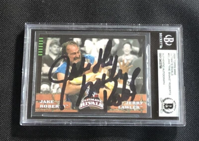 JAKE “THE SNAKE” ROBERTS 2008 TOPPS WWE ULTIMATE RIVALS AUTO CARD BAS AUTHENTIC - Image 1 of 2