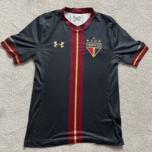 Under Armour São Paulo SPFC Men Large Black Red  Gold 2015 2016 Jersey Shirt
