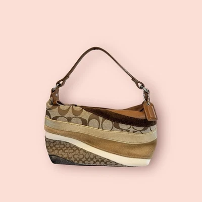 COACH Y2K Vintage Mini Demi Zip Top Handle Satchel Patchwork Suede Canvas RARE - Image 1 of 4