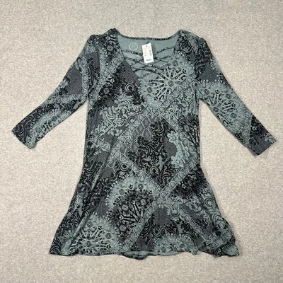 Maurices 24/7 Feminino Tamanho Pequeno Criss Decote Cruzado Manga 3/4 Geométrico - Imagem 1 de 4