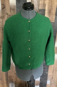 Tally-Ho Women’s Green Wool Jacket Sz 14 Vintage Boiled Wool Hong Kong Holiday - Picture 1 of 22