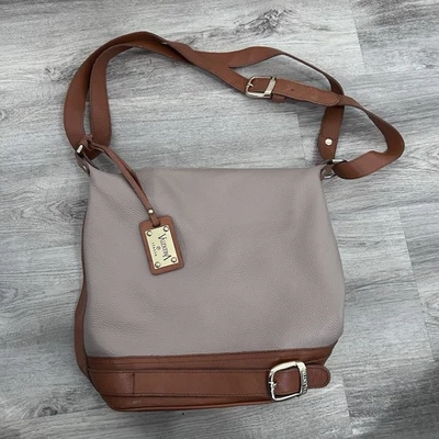 Valentina Leather Bucket Shoulder Bag Convertible Italy Beige Tan Quiet Luxury - Image 1 of 4