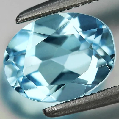 Bright Sky Blue Topaz 1.45ct t.w 7.9x6mm Oval Natural Brazil Gemstone - Image 1 of 4