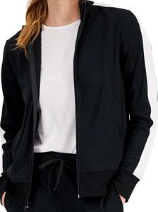 ID Ideology Women S Zip Striped Sleeve Track Jacket Black Size Small - Picture 1 of 3