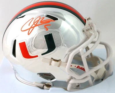 Andre Johnson Signed Miami Hurricanes Chrome Speed Mini Helmet - JSA W Auth - Image 1 of 4