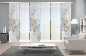 VISION S 6er-Set Schiebegardinen MARMOSA, halbtransparent, Höhe 260 cm, grau - Bild 1 von 3