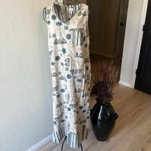Y2K Erika Collection LINEN Floral maxi Sleeveless dress size Small - Picture 1 of 5