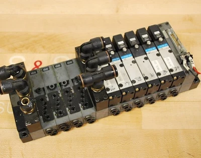 Koganei Pneumatic FM-Solid Manifold X88M Series w/10 Solenoid Valves - USED - Image 1 of 4