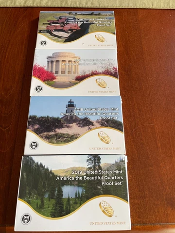 Lot of 4 US Mint American the Beautiful Quarter sets 2016-2019 Cover