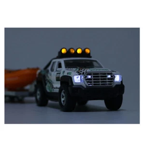 Pickup Truck Trailer Towing Speed Boat 2 in 1 Playset Diecast Toys Set Kids gift - Picture 1 of 9