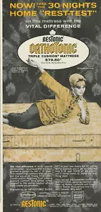 1964 Restonic Matratze Vintage Print Werbung 60er Jahre Orthotonisches Dreifachkissen - Bild 1 von 1