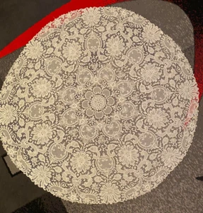 Vintage Brüsseler Spitze, Runde Tischdecke 120cm, ultrafein, handgefertigt! - Bild 1 von 9