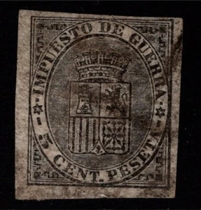Spain 1874 5c War Tax Stamp Used Imperf - S35769 - Picture 1 of 1