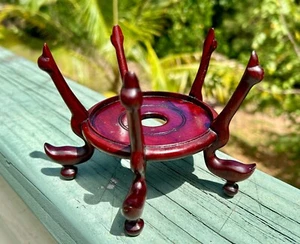 Chinese Rosewood Goose Foot Vase/Plant Display Stand Base 4"T 3 3/8"D Base - Picture 1 of 11