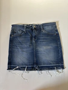Kancan Denim Jean Skirt distressed hem M 28” Mini Stretch - Picture 1 of 8