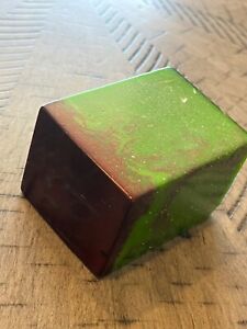 FLAWED veined green marbled rod plank for dice or prayer bead 031924pB@