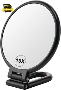 1X/10X Magnifying Handheld Mirror Double Sided, Foldable Travel Makeup Mirror, A - Picture 1 of 6