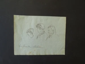 FRENCH NEOCLASSICAL SCHOOL CA. 1810 - PORTRAIT BRITISH FAMILY - INK DRAWING - Picture 1 of 12