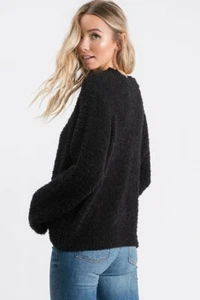 Heimish USA Long Sleeve Round Neck Mohair Fuzzy Top Black Size Large-CLEARANCE!! - Picture 1 of 5