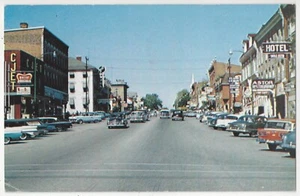 Smith Falls, Ontario, Canada - Main Street, Business Signs, Old Autos, Postcard - Picture 1 of 2