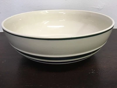 Cuenco de cerámica primitivo con rayas verdes y azules Foto 1 de 2