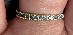 9ct Gold Stunningly beautiful Blue Diamond half eternity ring size L- M, Wow! - Picture 1 of 23