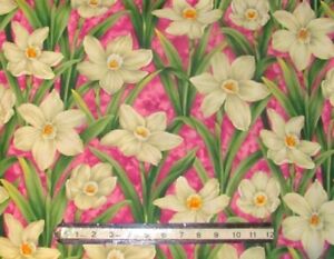 18 x 43" Narcissus Flower Of The Month December Bo Gregg Northcott Cotton Fabric