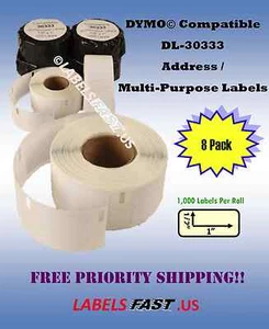 Mailing Labels White LabelWriter DYMO 30333 eBay® 8 Rolls Jumbo File Folder Tag - Picture 1 of 1