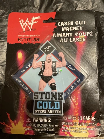 WWF Attitude Stone Cold Steve Austin Laser Cut Refrigerator Magnet--Rare Vintage Cover