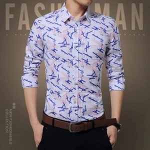 New Men's Dress Shirts Long Sleeves Formal Business Slim Fit Casual Shirts Tops - Picture 1 of 21