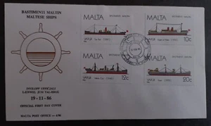 1986 Malta Maltese Ships FDC ties 4 Stamps cd Valletta - Picture 1 of 2