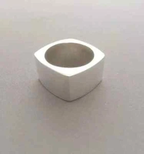 Square Wide Band Solid 925 Sterling Silver Heavy Square Ring Men's Ring All Size - Picture 1 of 5