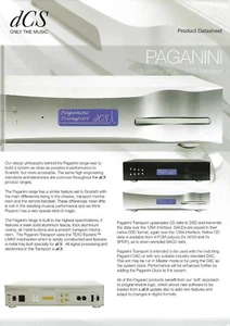 Audio Data Sheet - dCS - Paganini - Upsampling CD SACD Transport Brochure (CE12) - Picture 1 of 1