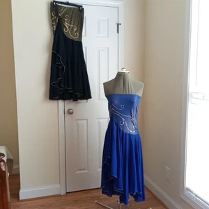 Bellydance Dress Womens Sequin Top Dress Sheer Lot 2 Hi-low S Skirt Gold Black - Picture 1 of 24