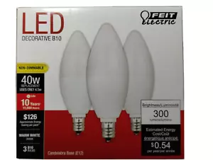 Feit Electric LED Decorative B10 40W Equivalent Non-Dimmable E12 Base (3-Pack) - Picture 1 of 2