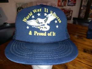 Cappello da camionista blu Snapback vintage guerra seconda guerra 2 - Foto 1 di 5