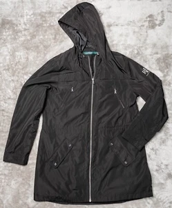 Ralph Lauren Black Silver Windbreaker Light Jacket Hoodie Womens Size M - Picture 1 of 15
