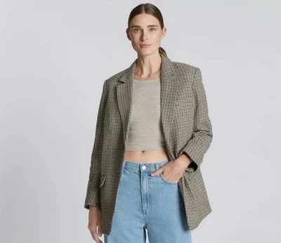 Blazer EVERLANE The De Gran Tamaño Lana Camel Pata de Gallo Mujer Talla 10 Preppy Foto 1 de 4