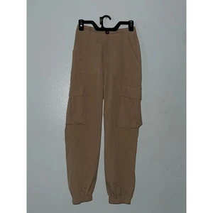 Shein XS hellbraun beige Cargohose hoher Bund Kordelzug Jogginghose Freizeit - Bild 1 von 7