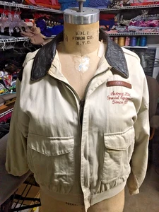 VINTAGE MENS AVIREX FLIGHT COTTON JACKET LARGE LEATHER ACCENTS - Picture 1 of 17